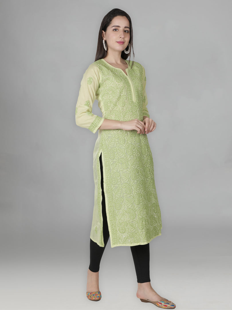 Seva Chikan Hand Embroidered Cotton Lucknowi Chikan Kurta