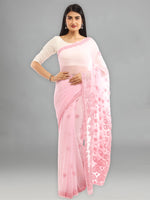 Load image into Gallery viewer, Seva Chikan Hand Embroidered Pink Georgette Lucknowi Saree-SCL1956