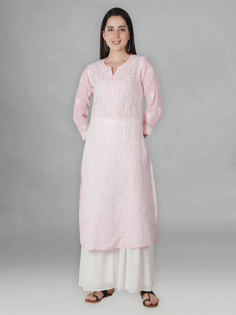 Seva Chikan Hand Embroidered Cotton Lucknowi Chikan Kurti