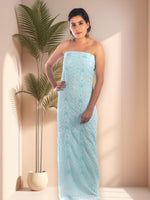Load image into Gallery viewer, Seva Chikan Hand Embroidered Sky Blue Georgette Lucknowi Chikankari Unstitched Kurti Piece SCL1134
