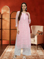 Load image into Gallery viewer, Seva Chikan Hand Embroidered Georgette Chikankari Kurta With Matching Slip