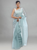 Load image into Gallery viewer, Seva Chikan Hand Embroidered Grey Cotton Lucknowi Saree-SCL2319
