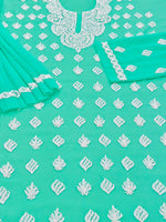 Load image into Gallery viewer, Seva Chikan Hand Embroidered Sea Green Georgette Lucknowi Chikankari Unstitched Suit Piece-SEV15045