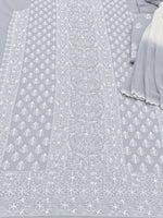 Load image into Gallery viewer, Seva Chikan Hand Embroidered Grey Cotton Lucknowi Chikankari Unstitched Suit Piece-SEV15039