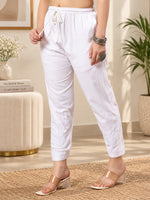 Load image into Gallery viewer, Seva Chikan Hand Embroidered White Cotton Lucknawi Chikankari Pant-SEV14000
