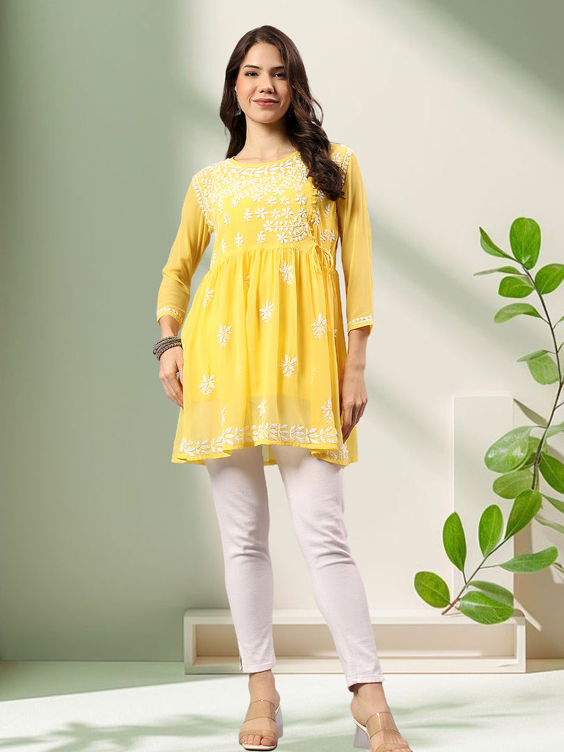 Seva Chikan Hand Embroidered Georgette Lucknowi Chikan Top