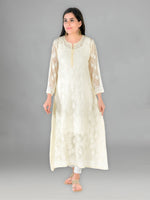 Load image into Gallery viewer, Seva Chikan Hand Embroidered Beige Georgette Lucknowi Chikankari Anarkali-SCL1337