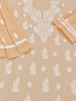 Load image into Gallery viewer, Seva Chikan Hand Embroidered Beige Georgette Lucknowi Chikankari Unstitched Suit Piece-SCL13138
