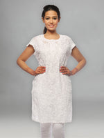 Load image into Gallery viewer, Seva Chikan Hand Embroidered White Cotton Lucknowi Chikan Kurta-SCL0675