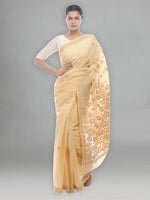 Load image into Gallery viewer, Seva Chikan Hand Embroidered Fawn Cotton Lucknowi Saree -SCL2478