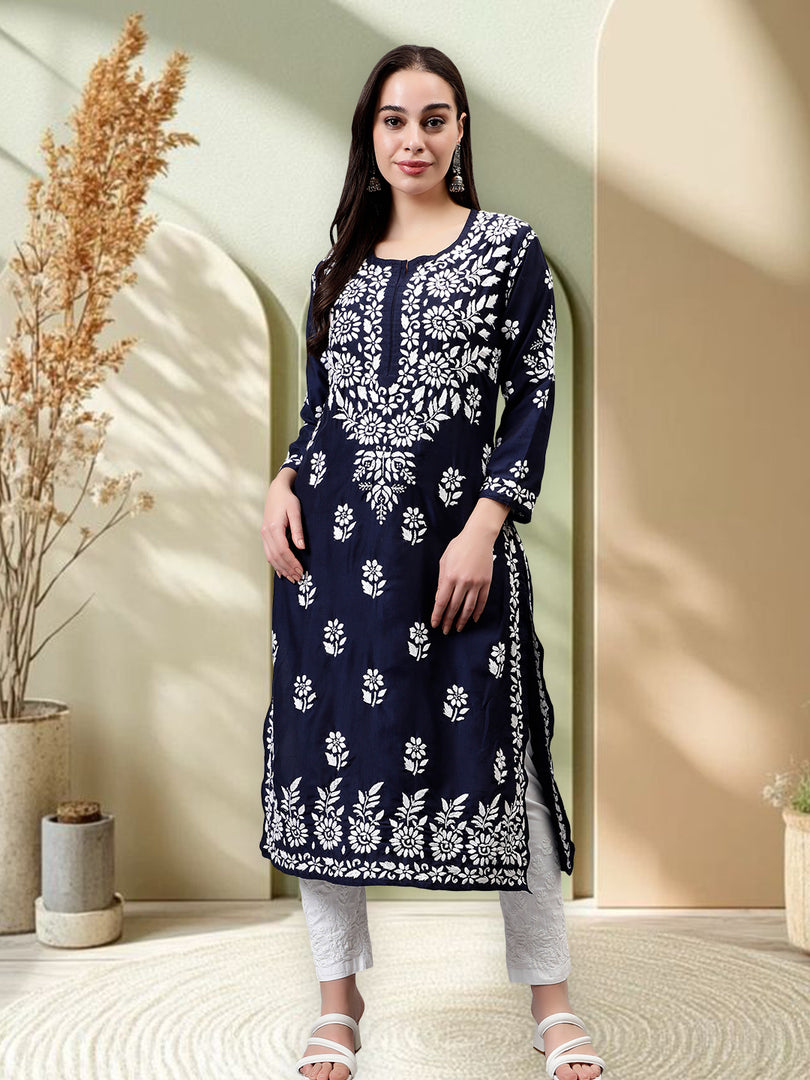 Seva Chikan Hand Embroidered Muslin Lucknowi Chikankari Kurta