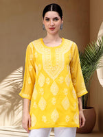 Load image into Gallery viewer, Seva Chikan Hand Embroidered Georgette Lucknowi Chikankari Top With Slip