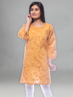 Load image into Gallery viewer, Seva Chikan Hand Embroidered Mustard Cotton Lucknowi Chikan Kurti-SCL0255