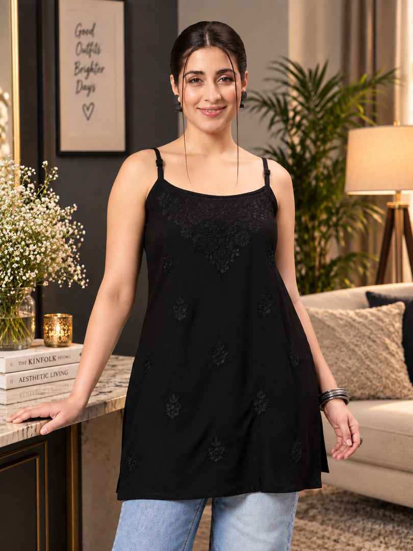 Seva Chikan Hand Embroidered Rayon Lucknowi Chikan Top