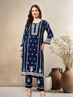 Load image into Gallery viewer, Seva Chikan Hand Embroidered Rayon Lucknowi Chikankari Kurta Set