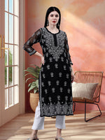 Load image into Gallery viewer, Seva Chikan Hand Embroidered Georgette Lucknowi Chikankari Kurta With Inner