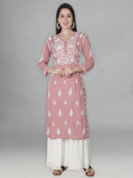 Load image into Gallery viewer, Seva Chikan Hand Embroidered Rayon Cotton Chikankari Kurta
