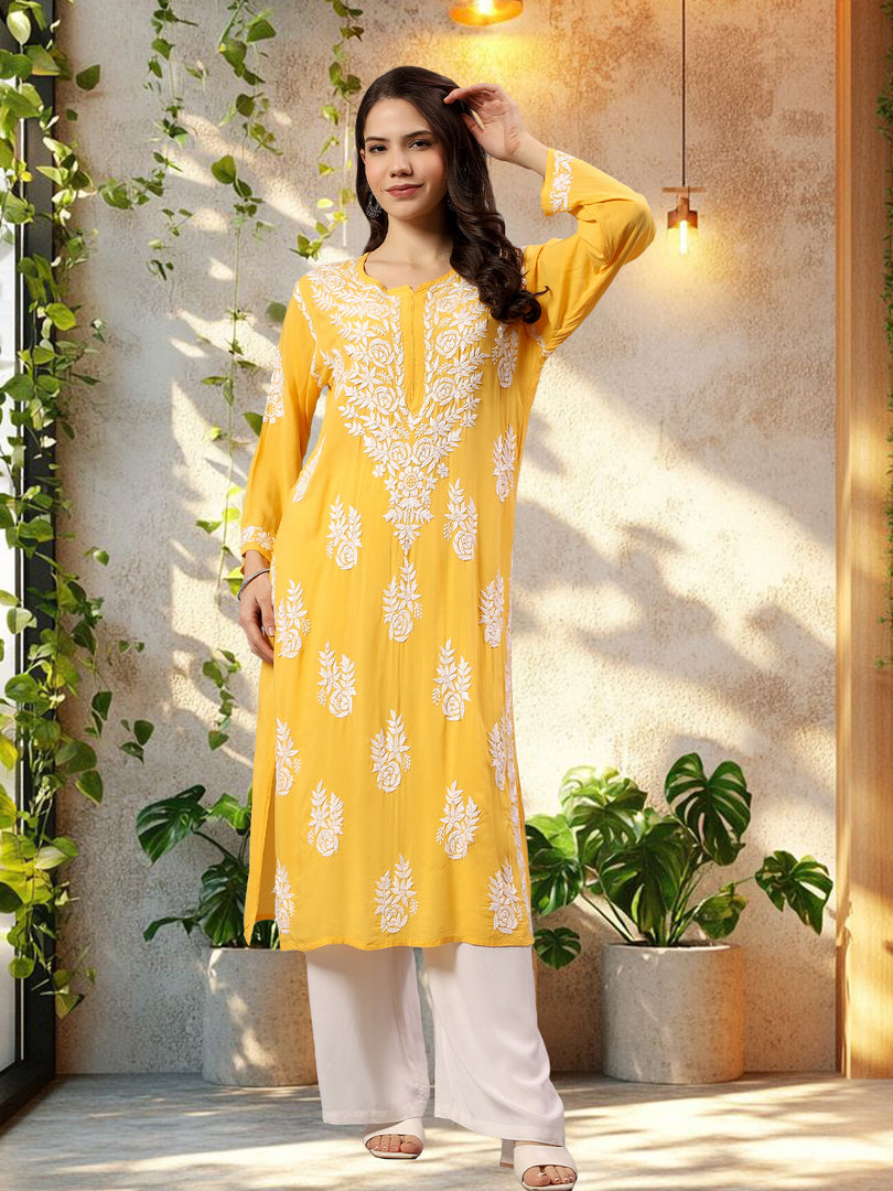 Seva Chikan Hand Embroidered Modal Cotton Lucknowi Chikankari Kurta
