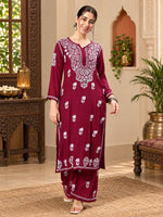 Load image into Gallery viewer, Seva Chikan Hand Embroidered Rayon Lucknowi Chikankari Kurta Set