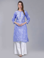 Load image into Gallery viewer, Seva Chikan Hand Embroidered  Terivoil Cotton Lucknowi Chikan Kurta
