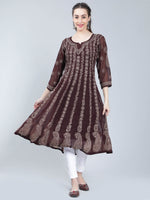 Load image into Gallery viewer, Seva Chikan Hand Embroidered Georgette Lucknowi Chikankari Anarkali
