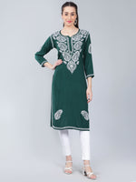 Load image into Gallery viewer, Seva Chikan Hand Embroidered Rayon Lucknowi Chikankari Kurta
