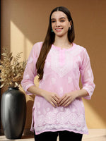 Load image into Gallery viewer, Seva Chikan Hand Embroidered Georgette Lucknowi Chikankari Top With Slip