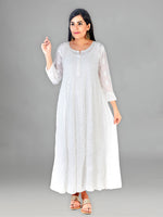 Load image into Gallery viewer, Seva Chikan Hand Embroidered White Cotton Lucknowi Chikankari Anarkali- SCL1317