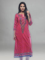 Load image into Gallery viewer, Seva Chikan Hand Embroidered Magenta Cotton Lucknowi Chikan Kurti-SCL0201
