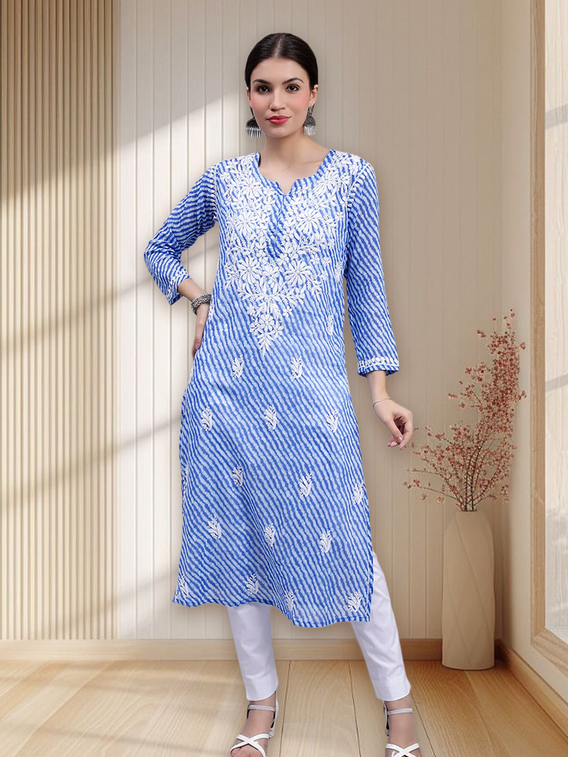 Seva Chikan Hand Embroidered Mal-Mal Lucknowi Chikankari Kurta