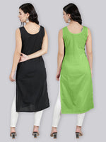 Load image into Gallery viewer, Seva Chikan Cotton Long Slips Combo of Black (Pack of 2)

