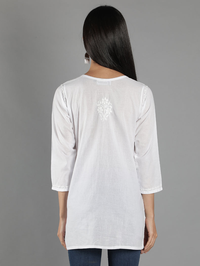 Seva Chikan Hand Embroidered  Cotton Lucknowi Chikan Top