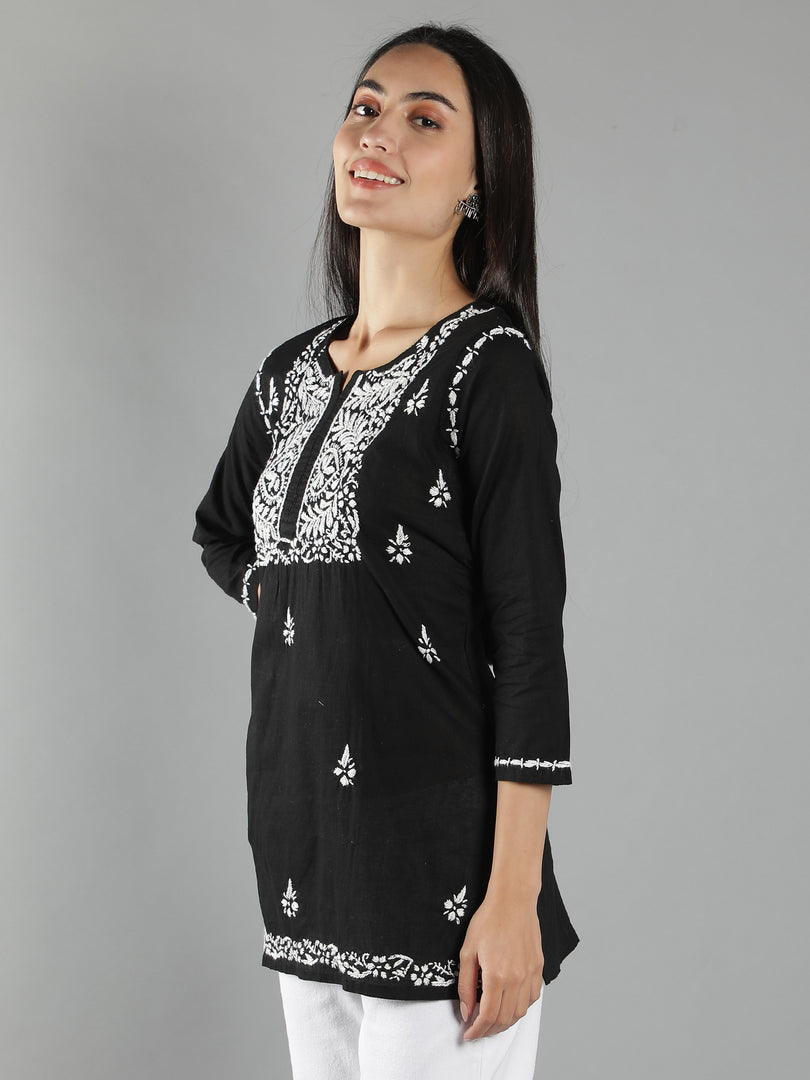 Seva Chikan Hand Embroidered  Cotton Lucknowi Chikan Top