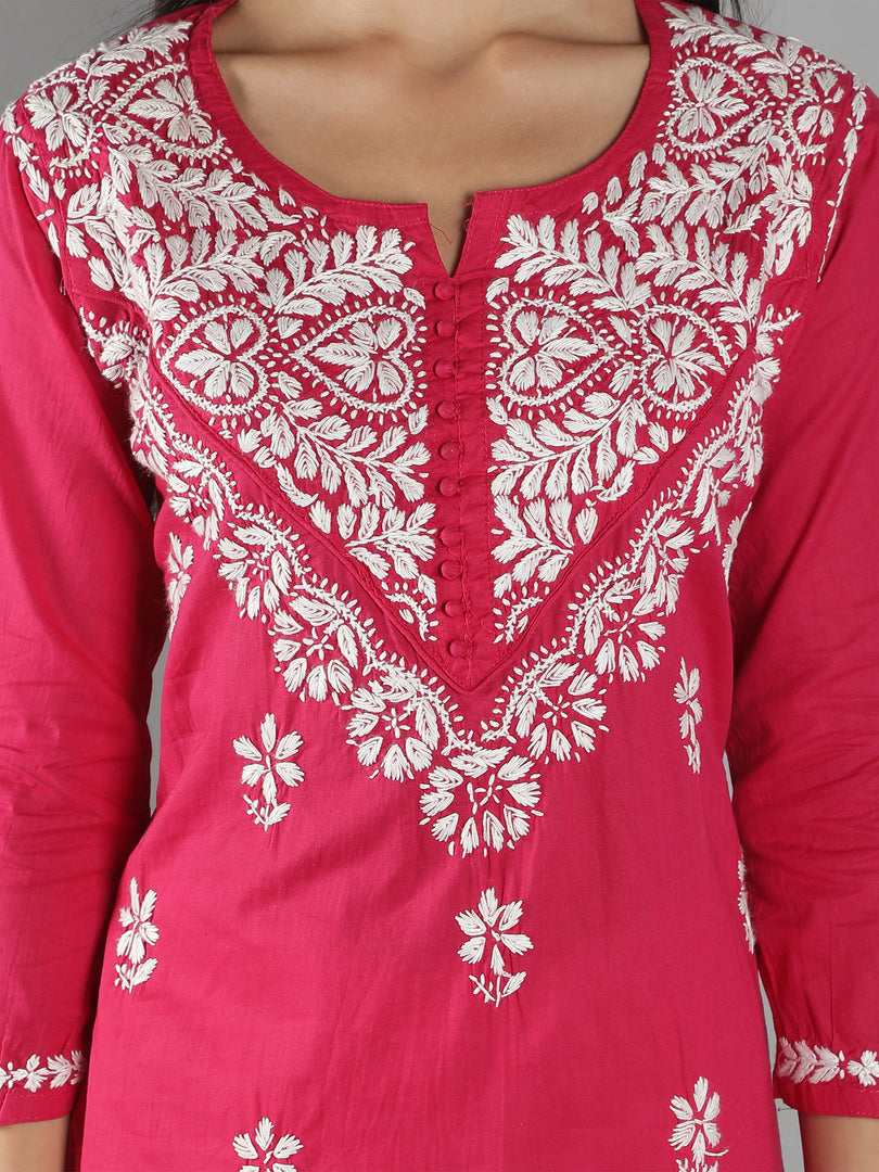Seva Chikan Hand Embroidered Cotton Lucknowi Chikankari Kurti