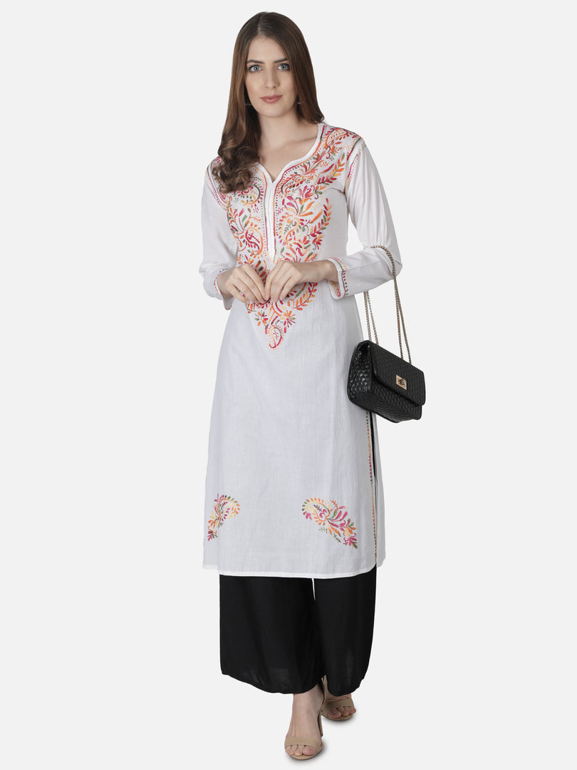 Seva Chikan Hand Embroidered Cotton Lucknowi Chikankari Kurta