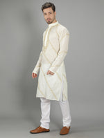 Load image into Gallery viewer, Seva Chikan Hand Embroidered Cotton Lucknowi Chikan Mens Stitched Kurta
