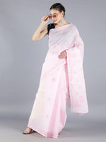 Load image into Gallery viewer, Seva Chikan Hand Embroidered Pink Cotton Lucknowi Saree-SCL6009
