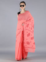 Load image into Gallery viewer, Seva Chikan Hand Embroidered  Pink Cotton Lucknowi Saree-SCL6004