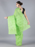 Load image into Gallery viewer, Seva Chikan Hand Embroidered Green Cotton Lucknowi Saree-SCL6008