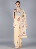 Load image into Gallery viewer, Seva Chikan Hand Embroidered Fawn Cotton Lucknowi Saree-SCL6001
