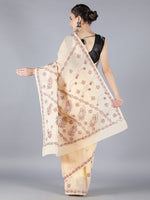 Load image into Gallery viewer, Seva Chikan Hand Embroidered Fawn Cotton Lucknowi Saree-SCL6001