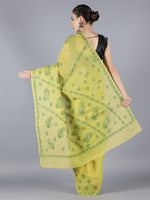 Load image into Gallery viewer, Seva Chikan Hand Embroidered Mehndi Green Cotton Lucknowi Saree-SCL6000