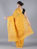Load image into Gallery viewer, Seva Chikan Hand Embroidered Mustard Cotton Lucknowi Saree-SCL6012