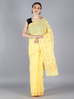 Load image into Gallery viewer, Seva Chikan Hand Embroidered Yellow Cotton Lucknowi Saree-SCL6013