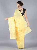 Load image into Gallery viewer, Seva Chikan Hand Embroidered Yellow Cotton Lucknowi Saree-SCL6013
