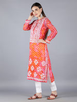 Load image into Gallery viewer, Seva Chikan Hand Embroidered Orange Cotton Kurta With Pant and Slip-SCL8017