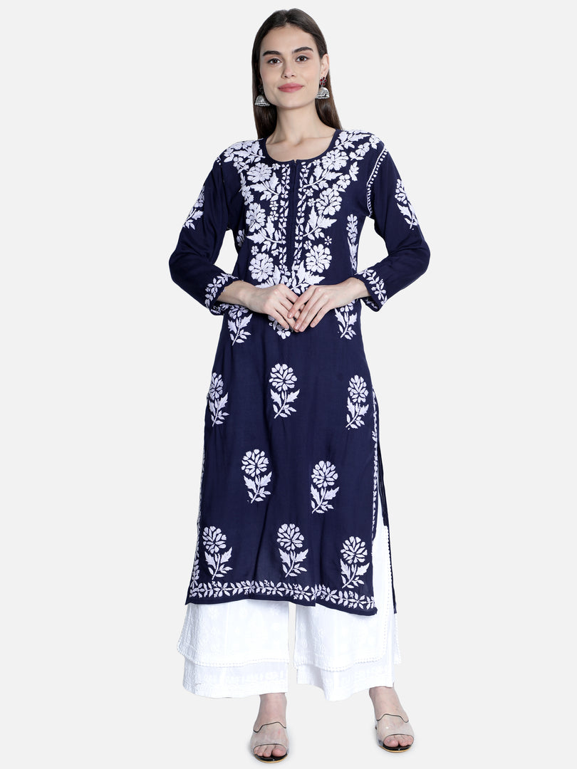 Seva Chikan Hand Embroidered Modal Cotton Lucknowi Chikankari Kurta