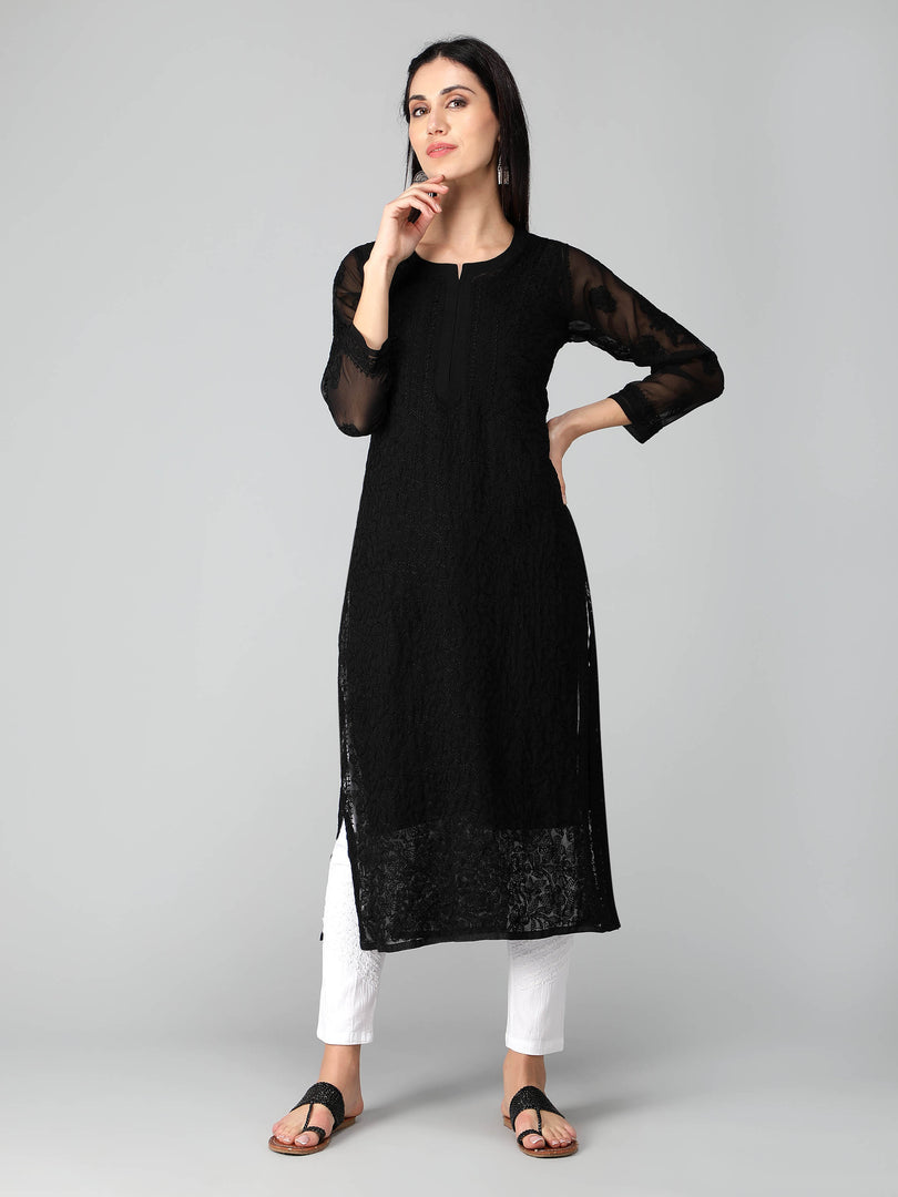 Seva Chikan Hand Embroidered Georgette Lucknowi Chikankari Kurta