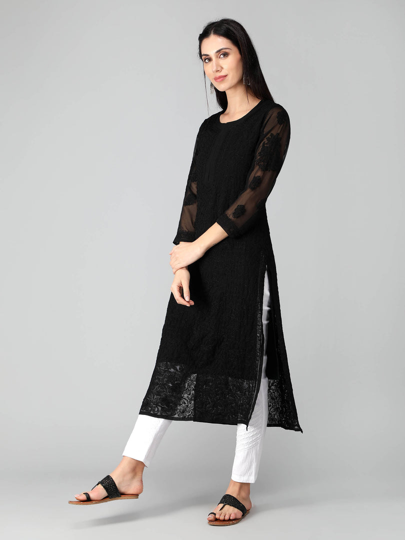 Seva Chikan Hand Embroidered Georgette Lucknowi Chikankari Kurta