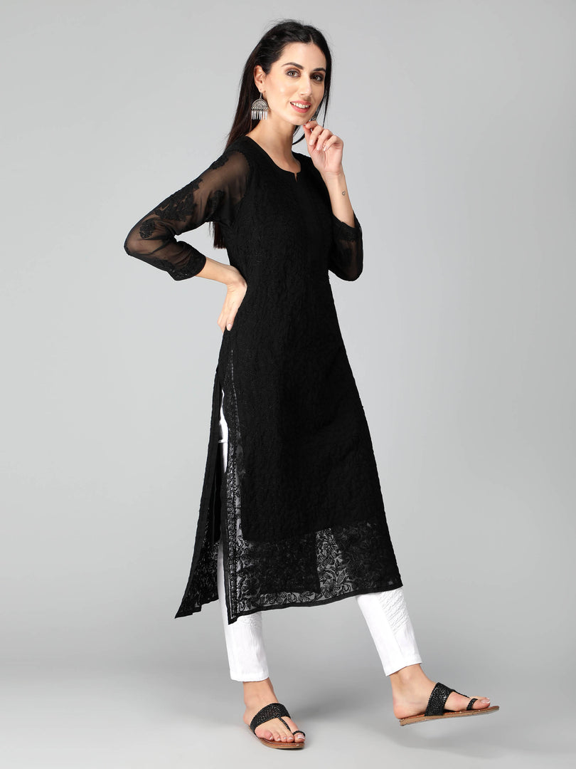 Seva Chikan Hand Embroidered Georgette Lucknowi Chikankari Kurta